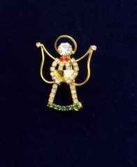 Angel Rhinestone Choir Pin Brooch Christmas Singer Beautiful Holiday