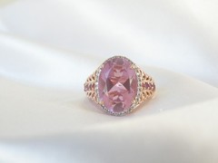 Rose Gold on Sterling Silve 925 Pink Topaz Doublet Chuck Clemency Ring 6