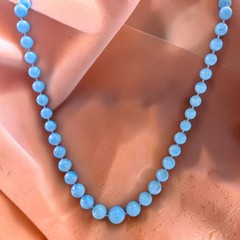 Vintage Sarah Coventry Caribbean Blue Marbled Lucite Graduated Bead Necklace 29″