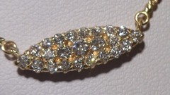 Vintage 14k Yellow Gold Pave Set Clean Shinny Diamonds Eye Shape Necklace