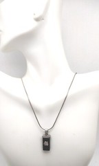 Vintage DBJ Signed Sterling Silver 925 Black Onyx Pendant Necklace Jewelry Gift