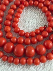 Antique Genuine Natural 100% Undyed Red Mediterranean Coral Beads Necklace