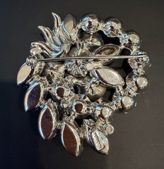 Vintage Eisenberg Ice Blue Rhinestone Brooch Pin Signed