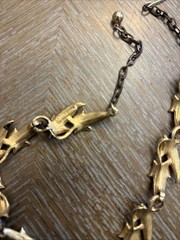 Mode ART Signed Vintage Gold Black Oak Leaf Collar/ Choker Necklace