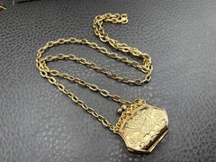 Vintage Bird Peacock Locket Purse Pendant Gold Tone Necklace Chain 24”