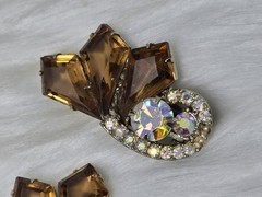 Juliana D&E Topaz AB Rhinestone Bracelet Earring Set Demi Parure as-is
