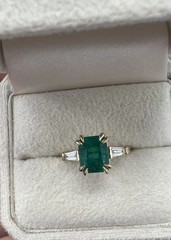 Natural Emerald 3.10 Ct Art Deco Antique Vintage Wedding Ring 14K Yellow Gold FN