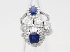 1.94Ct Basaltic Sapphire and 1.07Ct Diamond Platinum Ballerina Ring Circa 1970