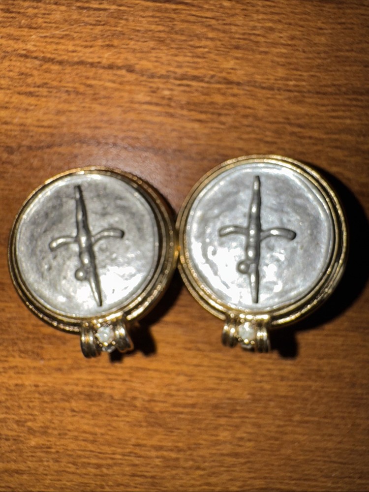 Womens Clip On Vintage 1992 Vero Earrings, Silver & Goldtone 1”