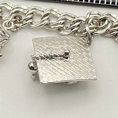 Vintage 70’s Sterling Silver 7″ Variety Charm Bracelet Double Link Safety Chain