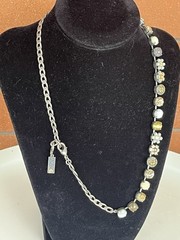 AMARO Designer Tennis Necklace With Flowers, Faceted Crystal And Natural Stones