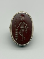 Ancient Greek Mythology Hermes Mercury Intaglio Carnelian Sterling Silver Ring