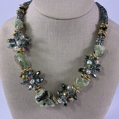 Real Raw Prehnite Aurora Borealis Crystal Natural Gemstone Necklace Statement