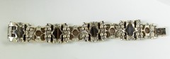 1950s Vintage Tank Bracelet Brown Thermoset Moonglow Lucite Chunky Links MCM