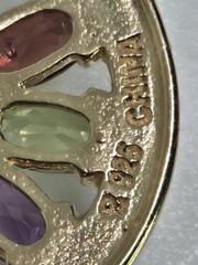 Natural Multi Gemstone Diamond Center Pendant 925 Silver Gold Plated Circle
