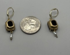 Antique Czechoslovakia Mourning Jet Rhinestone Art Glass Leverback Earrings