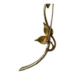 Vintage Signed FRANCOIS Long stem Rhinestone Flower Brooch Pink Gold-tone READ