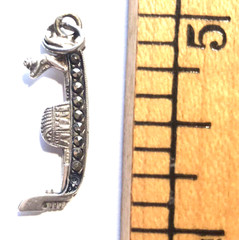 Vintage Sterling Silver and Marcasite Venetian Italian Gondola Bracelet Charm