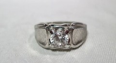 Vintage Sterling Silver Signed LIND Men’s Cubic Zirconia Ring 1.03 TCW K1752