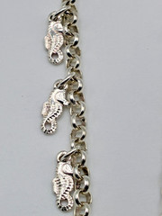 Vintage Italian Fine Sterling Silver Darling Seahorse Charm Chain Bracelet