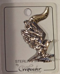 WHEELER VINTAGE 1980 STERLING SILVER 3D MT. RANIER EAGLE CHARM ON CARD