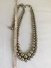 Monet Silver Plated Metal Pearl Necklace Double Strand Chain Strung J Hook Clasp