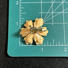 RARE Vintage CORO Enamel Flower AB Rhinestones Peach Tones Brooch Earring Set