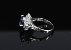 Fine 2.37ct GIA Madagascar Sapphire & 0.54ct Diamond Platinum Ring Size 6.75