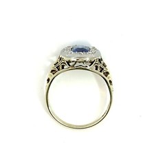 Vintage 14K Two-Tone Gold Blue Sapphire & Diamond Ring Size 6