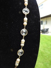 Vintage Gold Tone Faceted Crystal Pearls No Clasp Necklace 34″