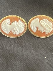 3 Piece Cameo set 2 Way pendant And Necklace 14K /Earrings 14K/sizes 7 14K Ring