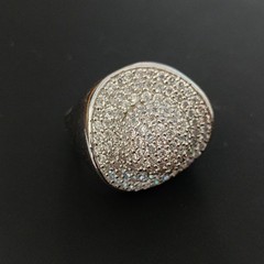 Chunky Statement Ring Sterling Silver Dome Pave CZ Cocktail 9.25 Bold Modernist