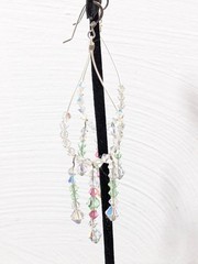 Aurora Borealis Glass Bead Tassel Fringe Teardrop Dangle Earrings Long
