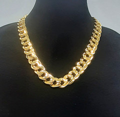 Vintage Monet Signed Double Curb Link Chain Necklace Gold Tone 21”