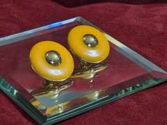 Vintage Mode-Art (ART ©) Bold Orange Statement Earrings – Retro Discs