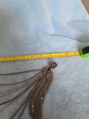 Vintage Bohemian Silver-Toned Coin Bracelet Anklet Dangle Charm ADJ. & Broach.