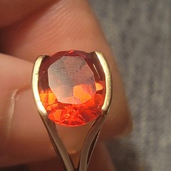 Vintage Mid-Century 14K Vivid Reddish-Orange Sapphire, Approx. 6.00 Carats