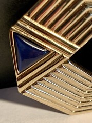 Gallery Originals Blue Gold Tone Geometric Brooch Avon
