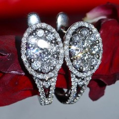 18k 750 white gold earrings 1.50ct natural diamond 0.74″ dangle 5.27gr N3643