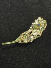 Signed MMA Metropolitan Museum of Art Peacock Feather Rhinestone Pin Brooch