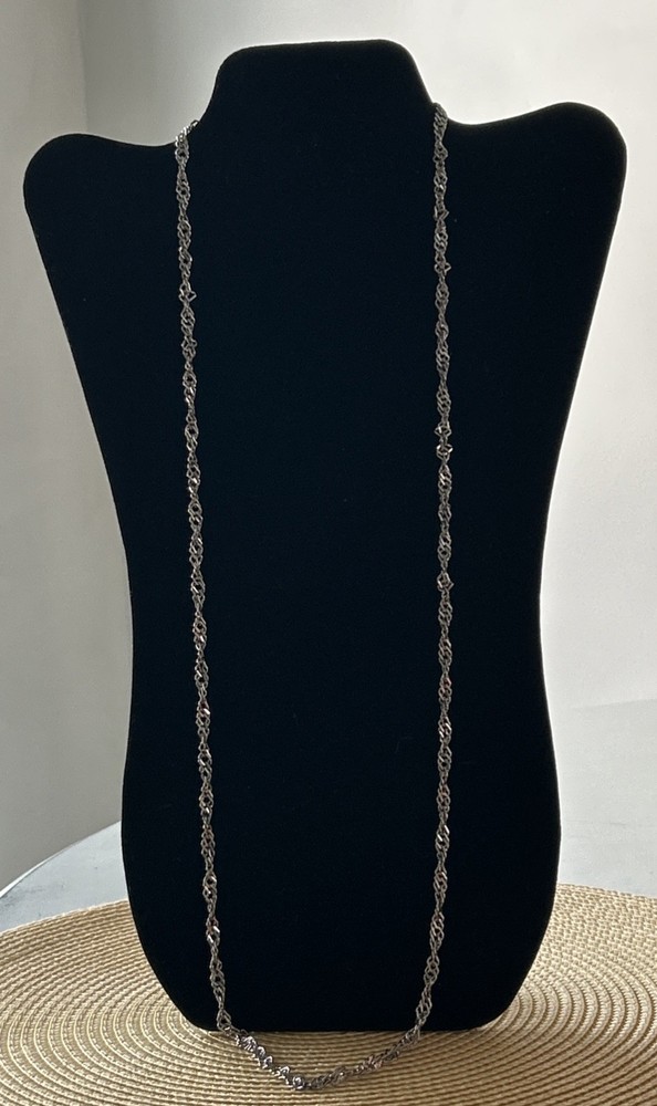VTG Citation Silver-Tone Twisted Link Chain Necklace 36”L Unclasped Loose Rope