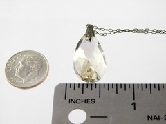 Vintage Sterling Silver Faceted Glass Drop Pendant Necklace 17.75 Inch Chain 925