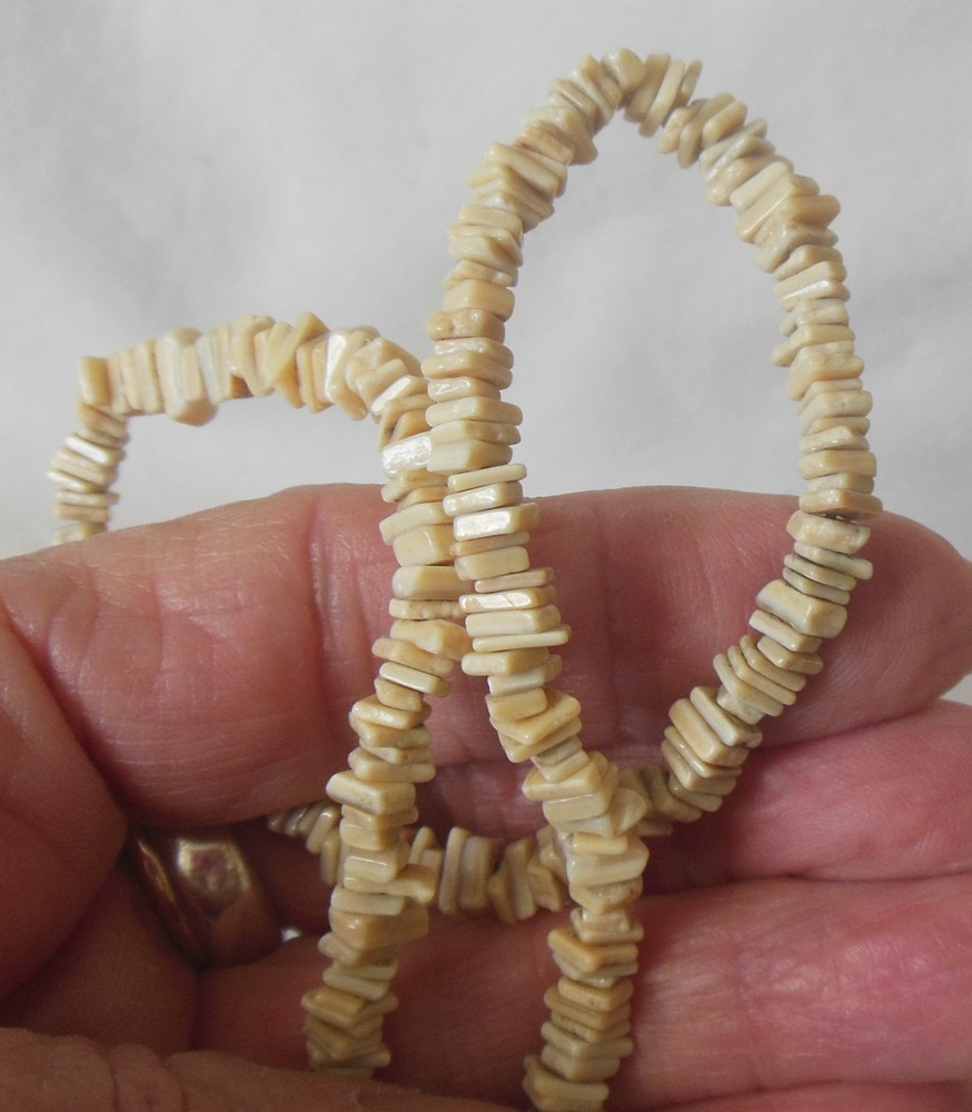 Unisex Beige Cream Puka Heishi Shell Choker Necklace 16 Inches