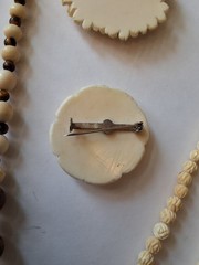 Vintage Carved Necklaces Earrings And Old Brooches.