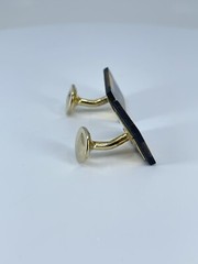 Vintage Onyx Lapis Tigers eye rectangle cufflinks polished gold tone fixed backs