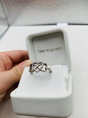 Vintage Sterling Silver Crystal Triple Interlocking Open Heart Love Size 7 Ring