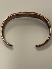 Vtg Bell Trading Post Solid Copper & Turquoise Corinthian Cuff Bracelet Made USA