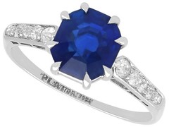 2.70Ct Burmese Sapphire and 0.24Ct Diamond Platinum Solitaire Ring Circa 1925