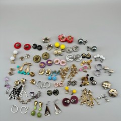 Vintage Clip Earrings Lot of 44 Mix Materials Enamel Lucite Glass Acrylic Stone