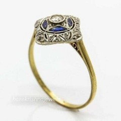 2CT Round Lab-Created Diamond Art Deco Vintage Antique Ring 14K 2-Tone Gold Over